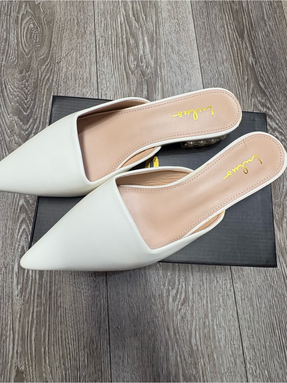 Lulus Pearl-Accented Pointed Toe Mules - White - Picture 2 of 11